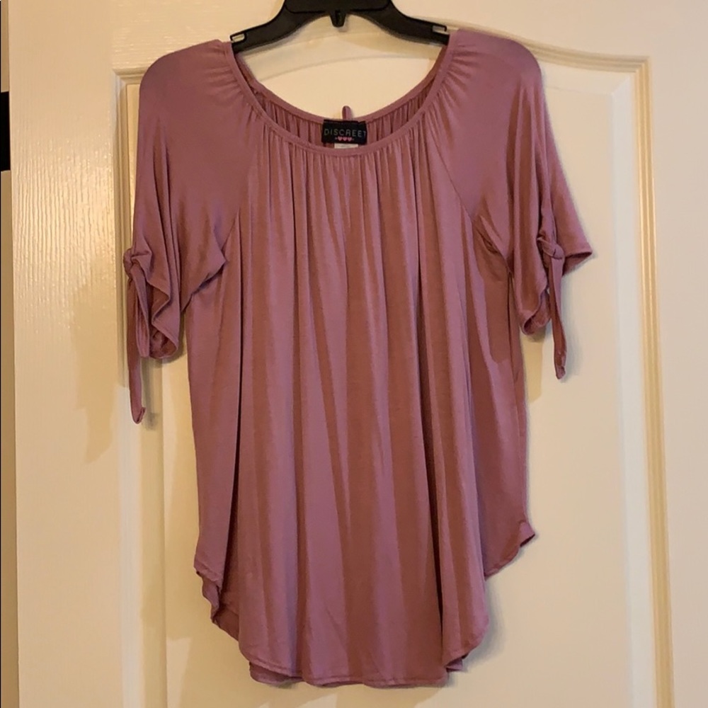 Maroon Blouse with Tie Sleeves
